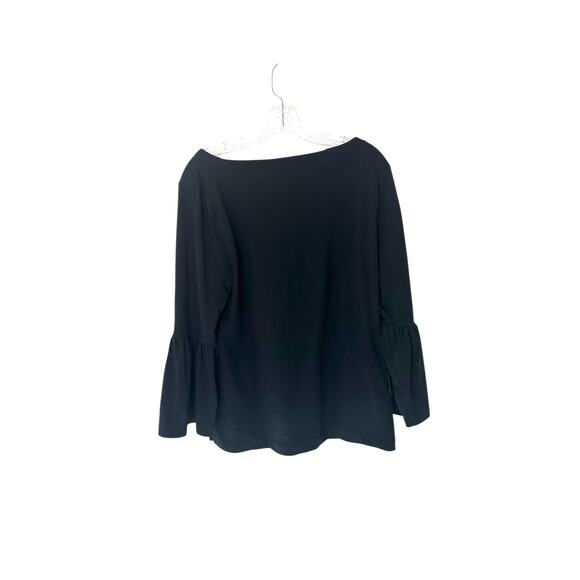 J.Crew Shirt Black Basic Classic Casual Work Crewneck Bell Sleeve Large - Picture 7 of 10